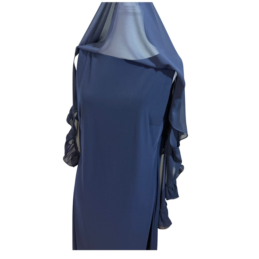 Joseph Ribkoff Cocktail Dress Womens 14 Navy Blue Asymmetrical Ruffle 171246 - Picture 4 of 10